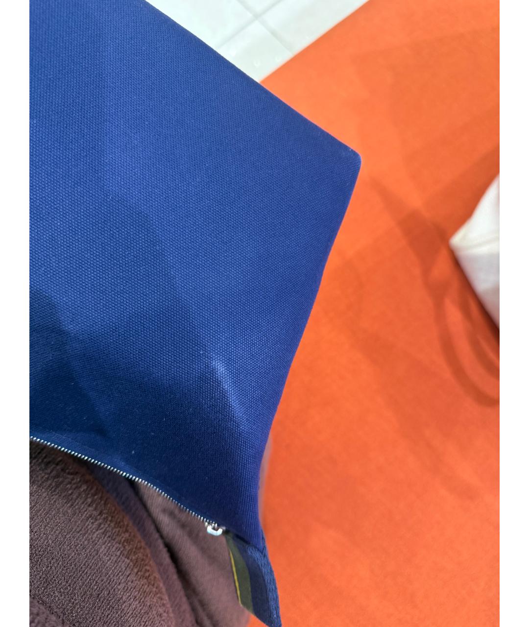 HERMES Темно-синяя хлопковая косметичка, фото 5