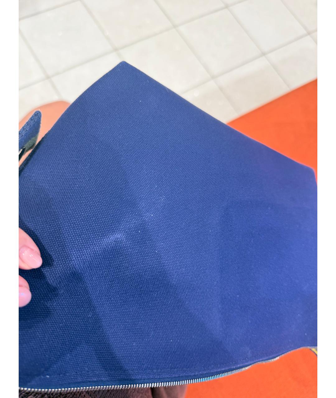HERMES Темно-синяя хлопковая косметичка, фото 8