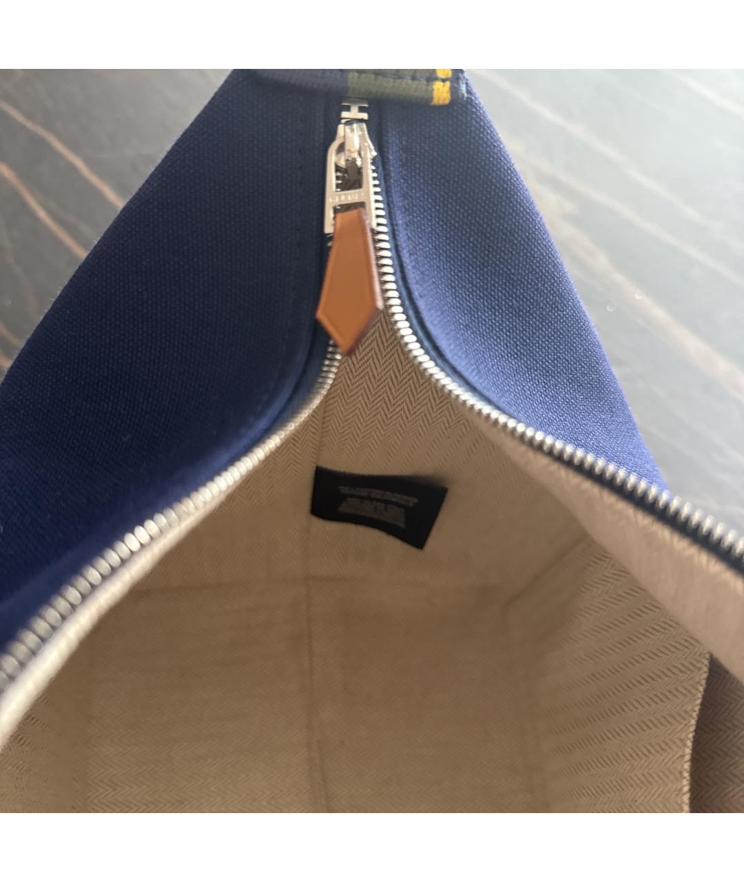 HERMES Темно-синяя хлопковая косметичка, фото 4