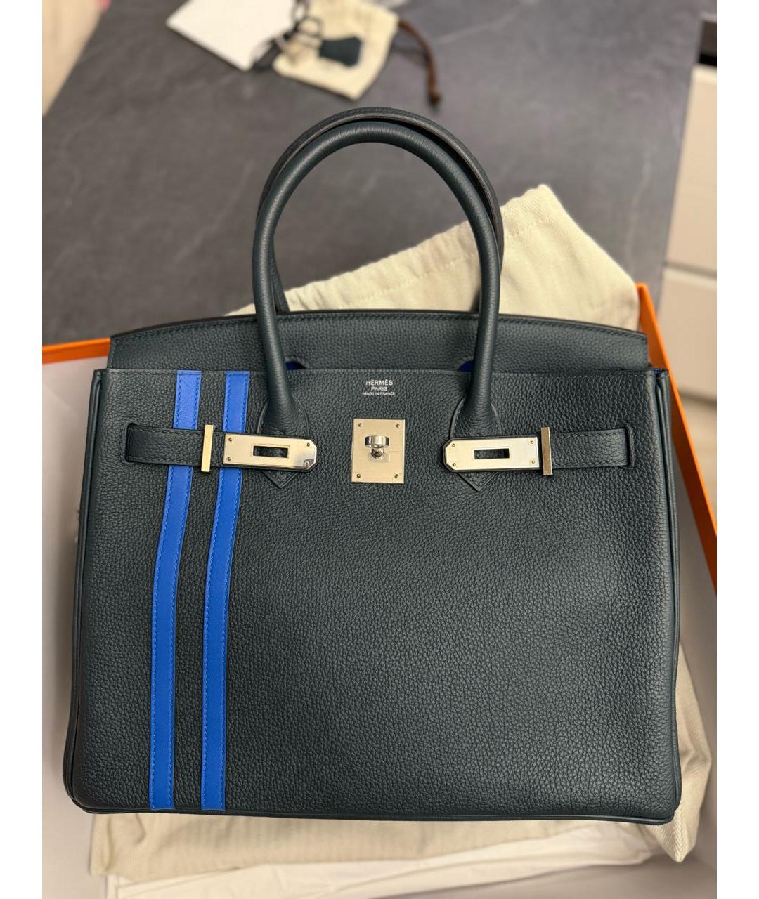 HERMES Зеленая кожаная сумка с короткими ручками, фото 2