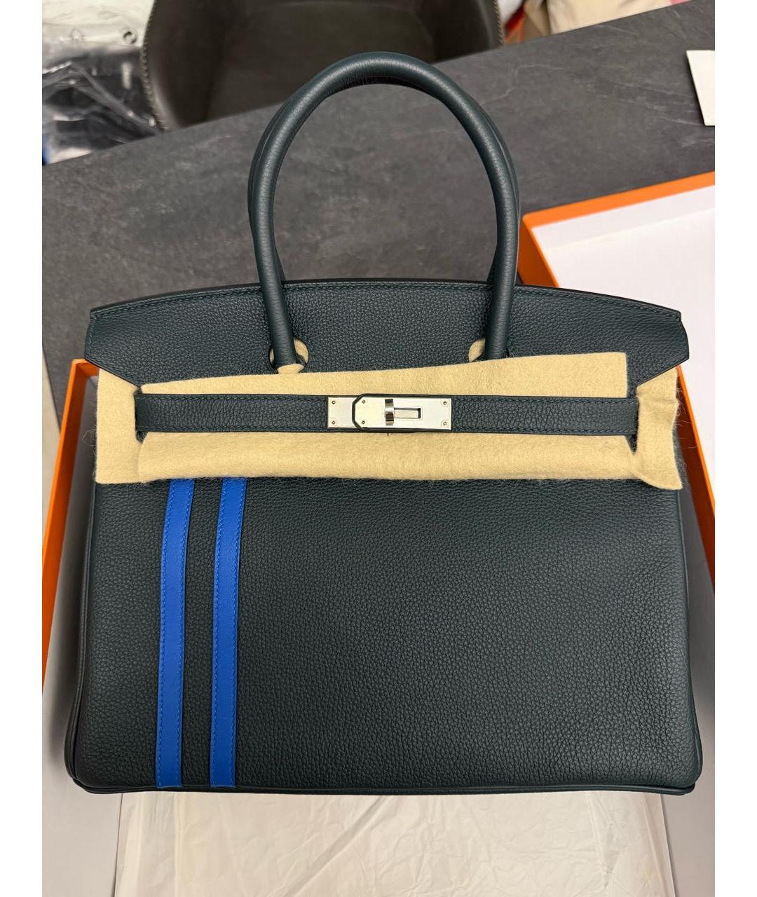 HERMES Зеленая кожаная сумка с короткими ручками, фото 6