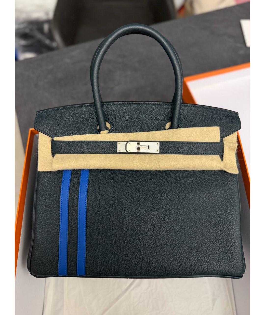 HERMES Зеленая кожаная сумка с короткими ручками, фото 5