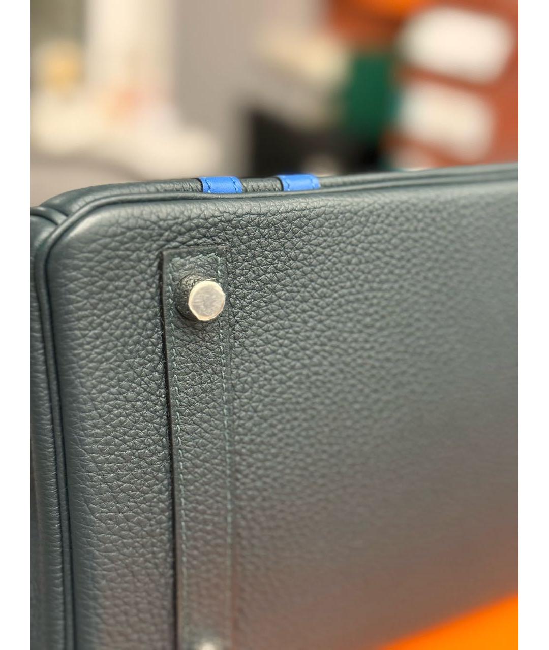 HERMES Зеленая кожаная сумка с короткими ручками, фото 4