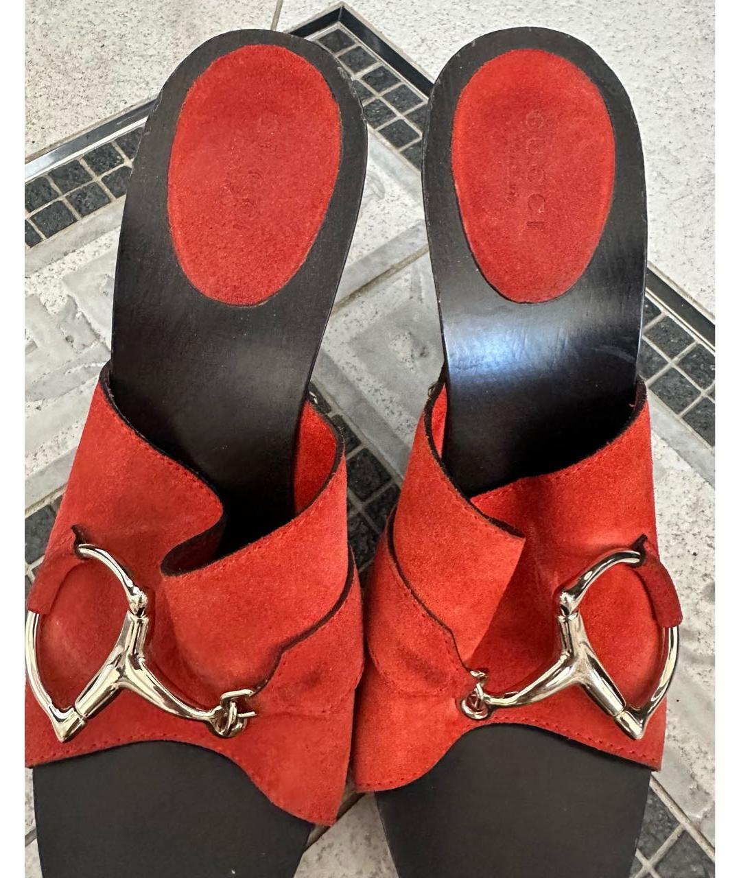 GUCCI Оранжевое замшевые сабо, фото 7