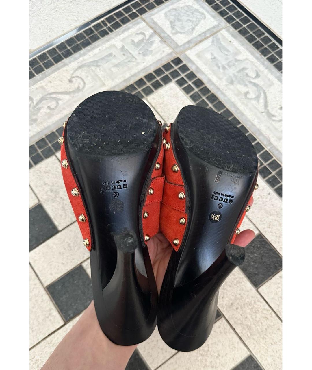 GUCCI Оранжевое замшевые сабо, фото 8