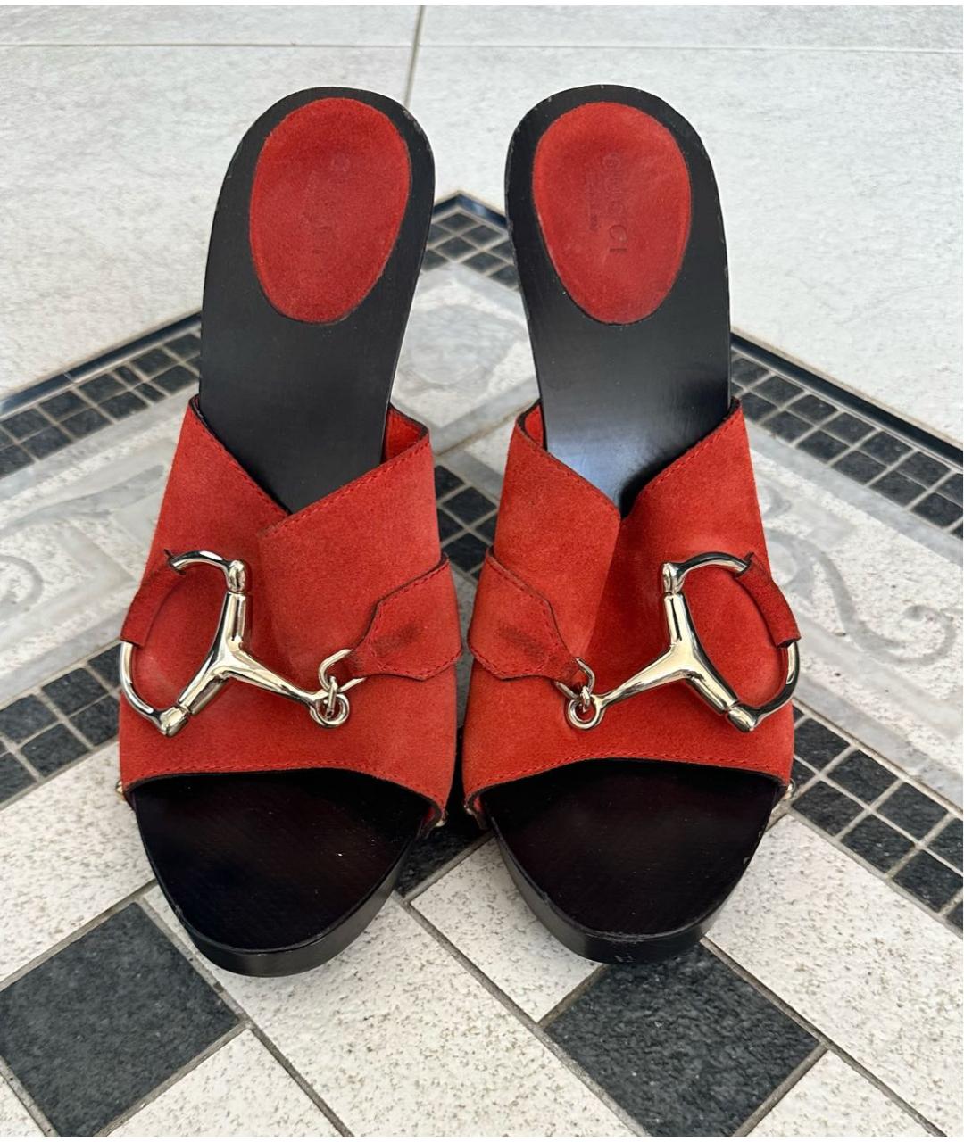 GUCCI Оранжевое замшевые сабо, фото 5