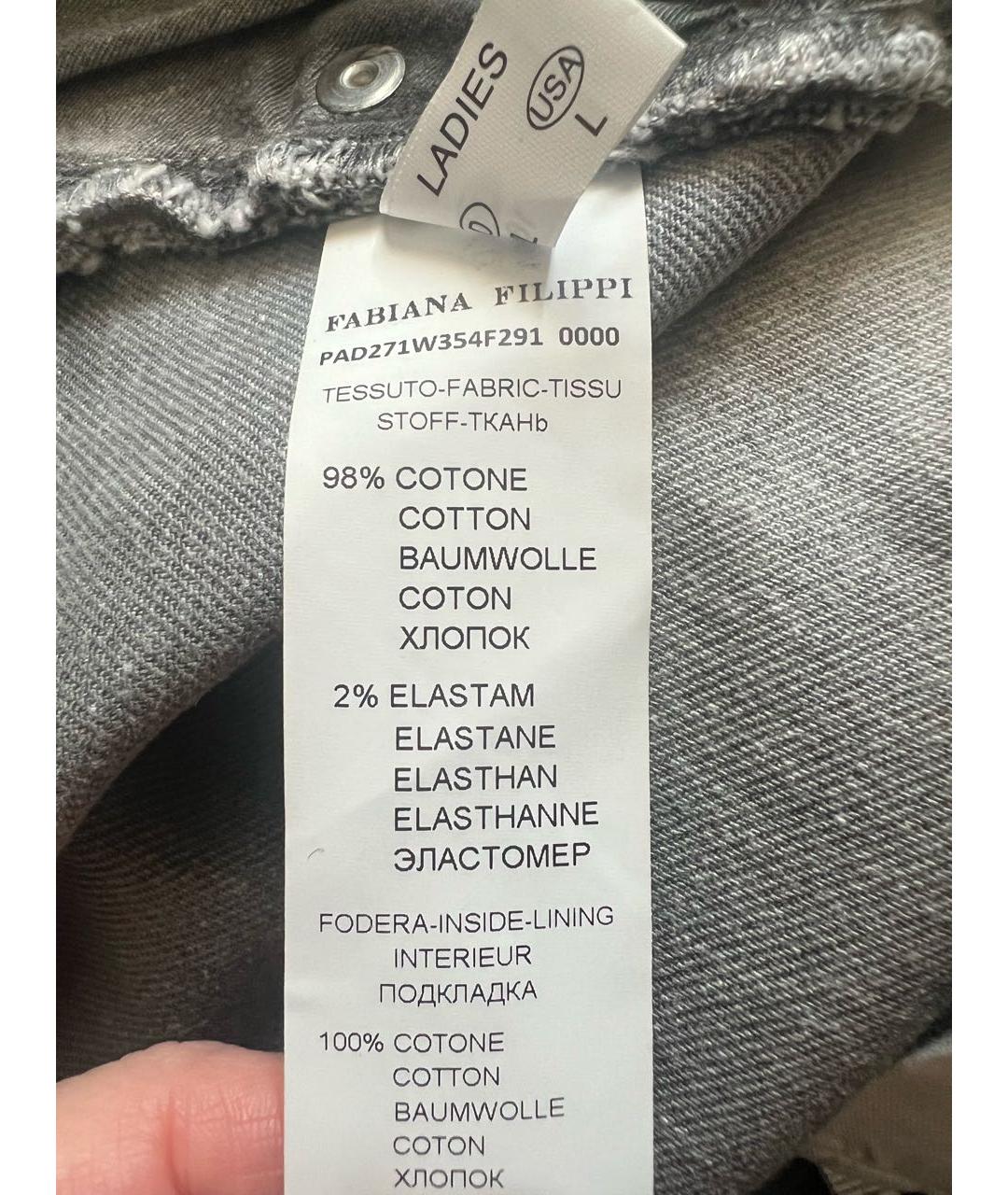 FABIANA FILIPPI Серые хлопковые джинсы слим, фото 7