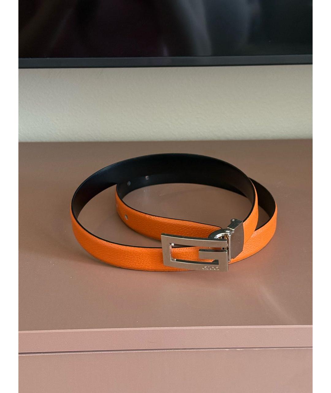 GUCCI Оранжевый кожаный ремень, фото 2