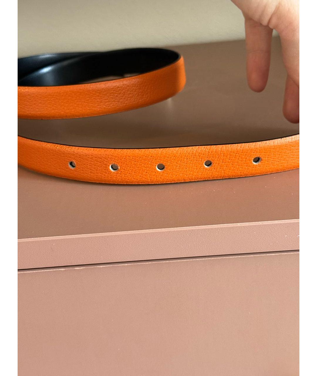 GUCCI Оранжевый кожаный ремень, фото 4