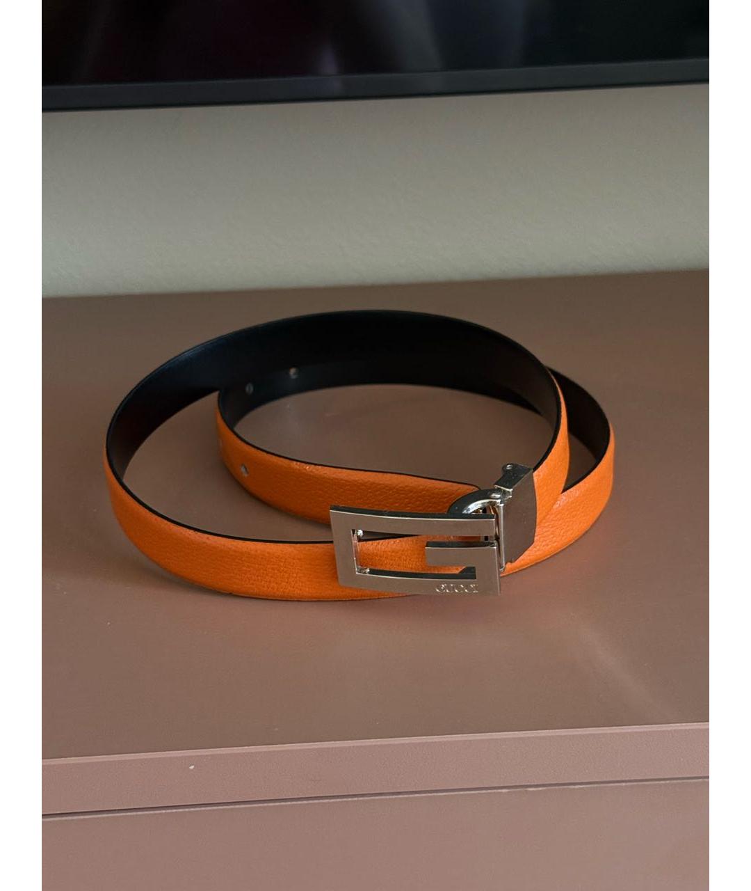 GUCCI Оранжевый кожаный ремень, фото 7