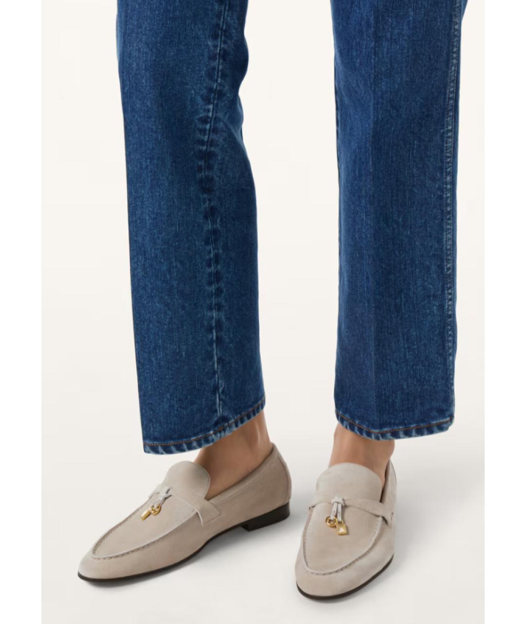 LORO PIANA Бежевые замшевые лоферы, фото 4