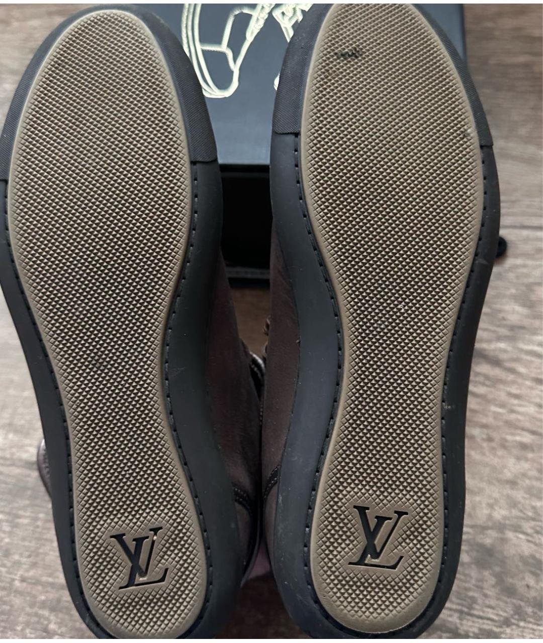 LOUIS VUITTON Коричневые кожаные кеды, фото 7