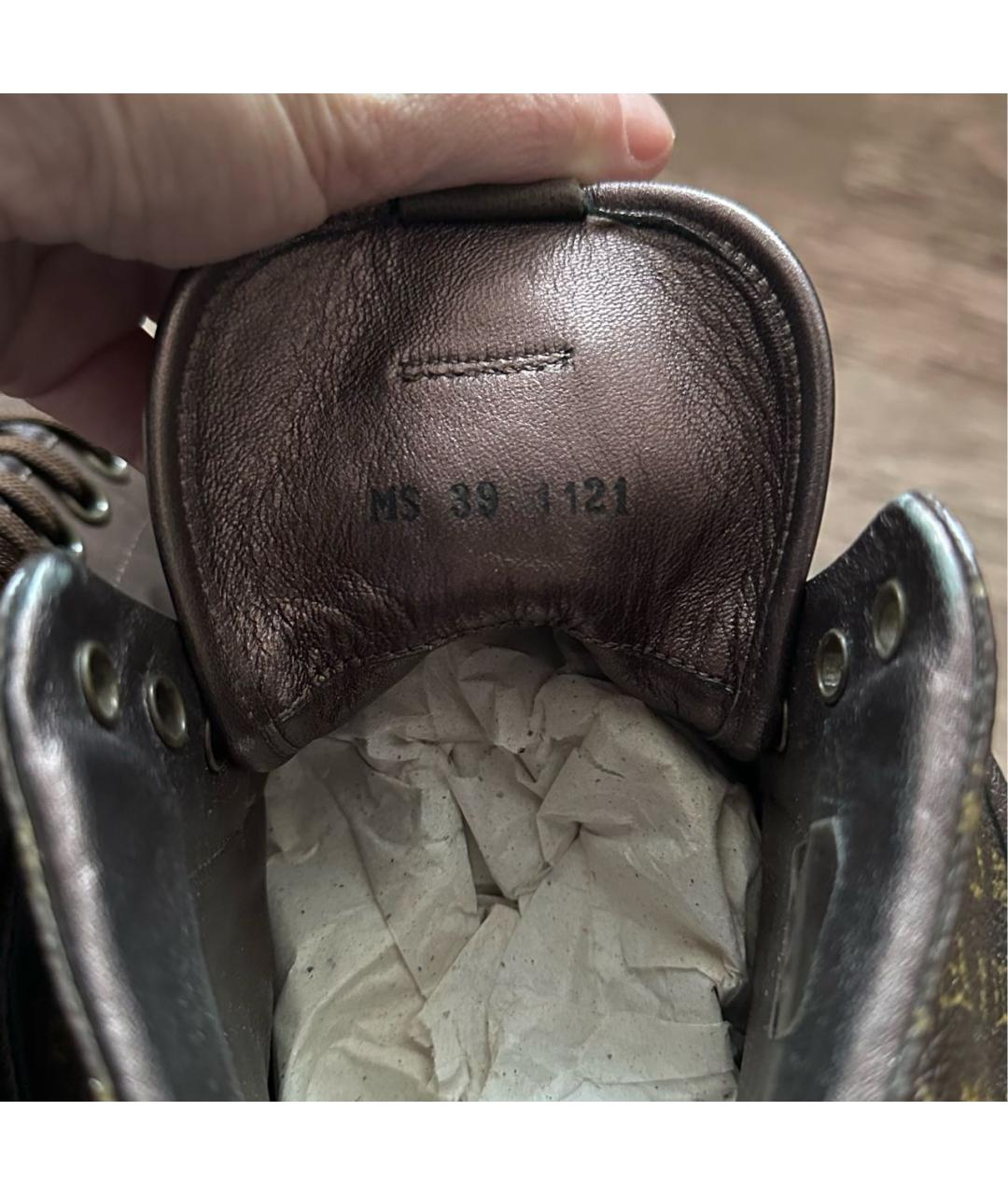 LOUIS VUITTON Коричневые кожаные кеды, фото 5