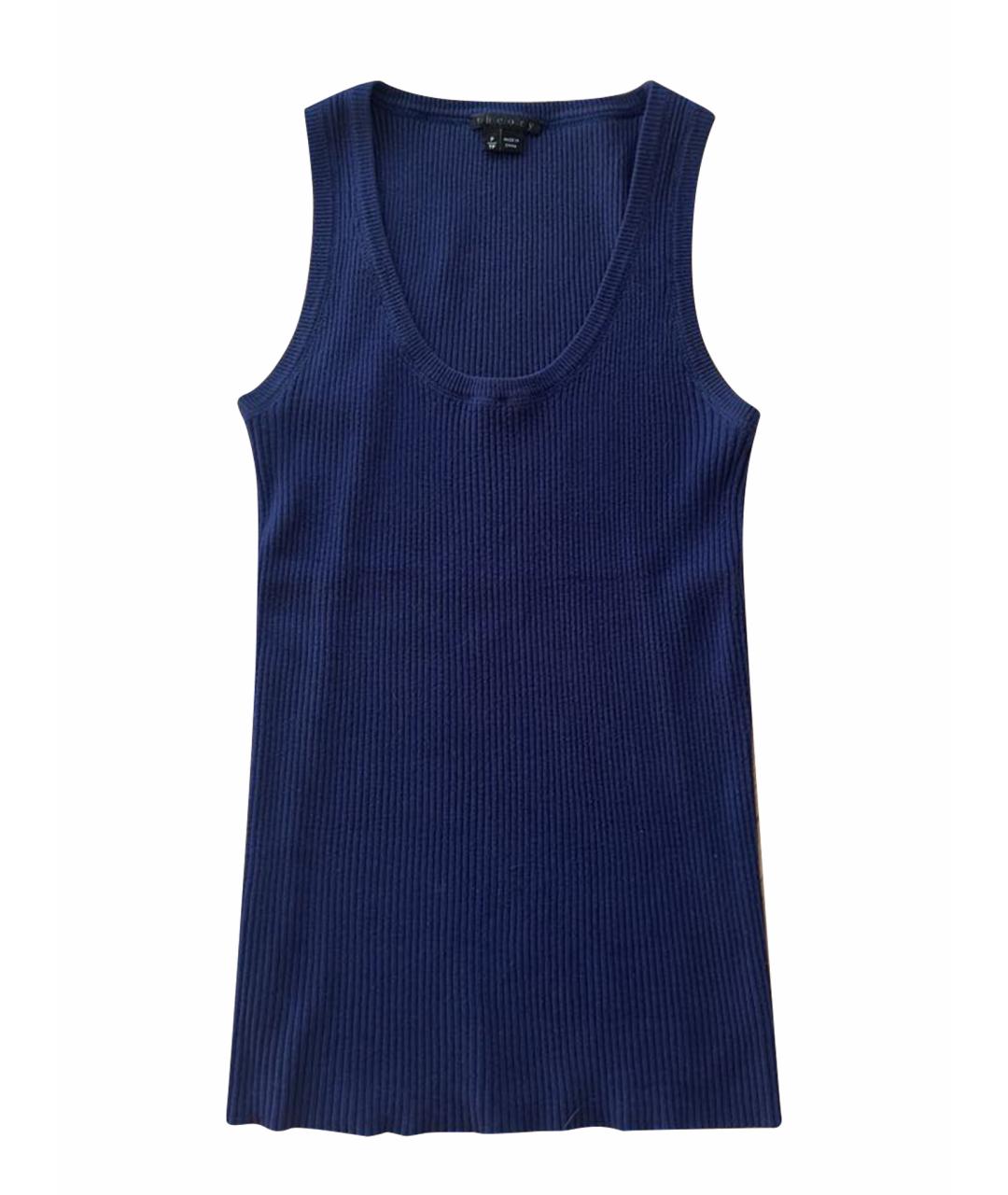 THEORY Темно-синяя вискозная майка, фото 1