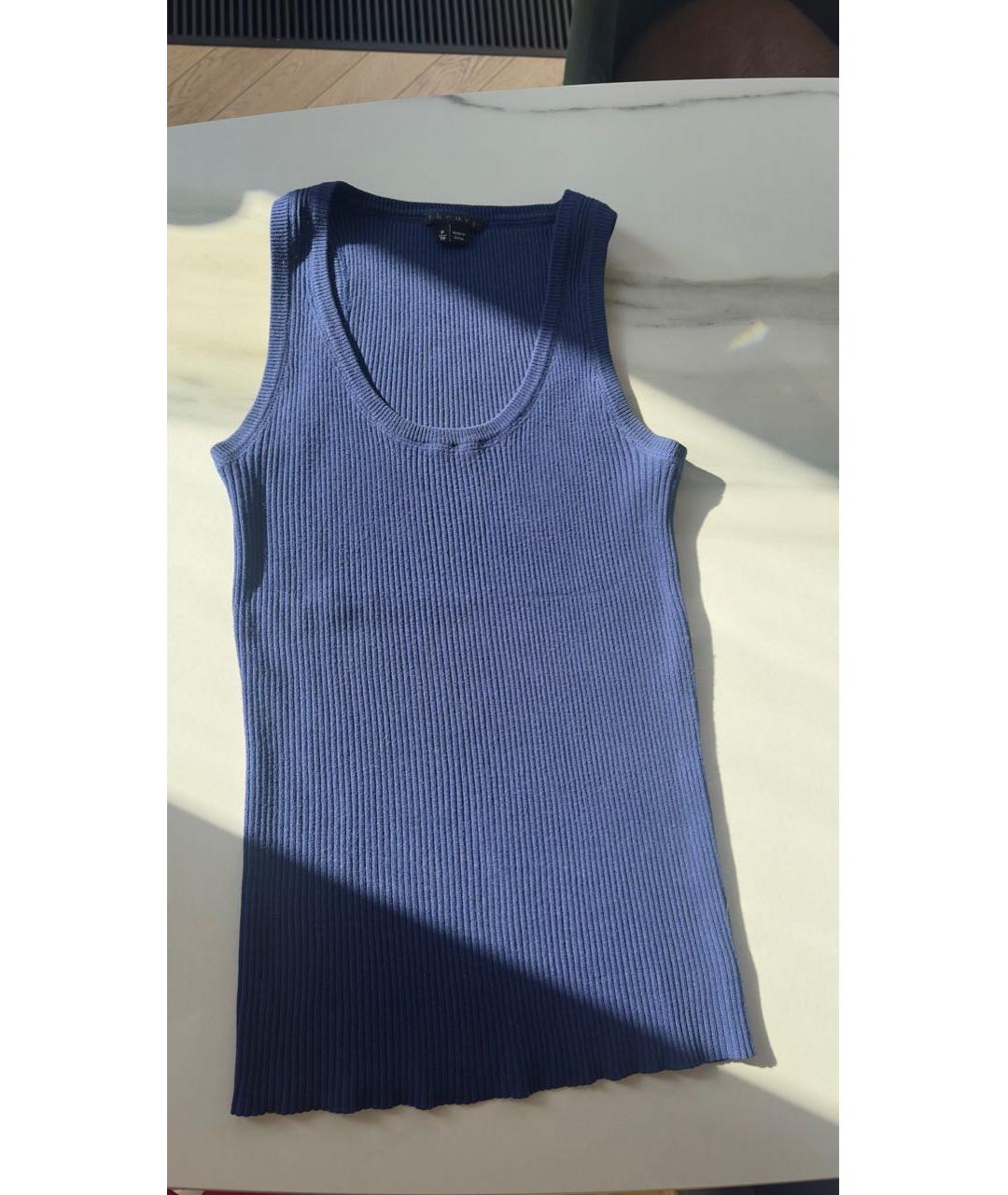 THEORY Темно-синяя вискозная майка, фото 5
