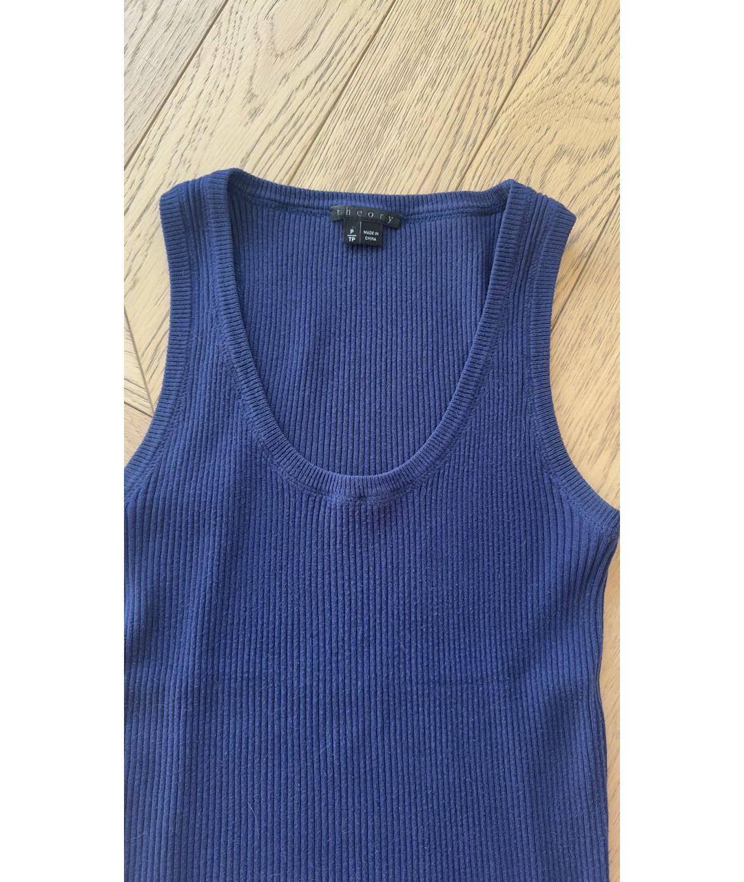 THEORY Темно-синяя вискозная майка, фото 2