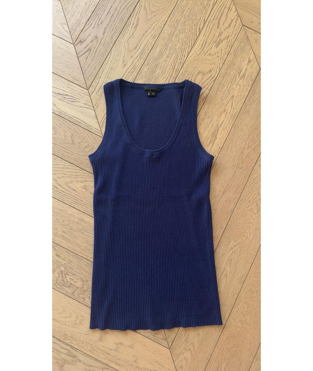 THEORY Темно-синяя вискозная майка, фото 3