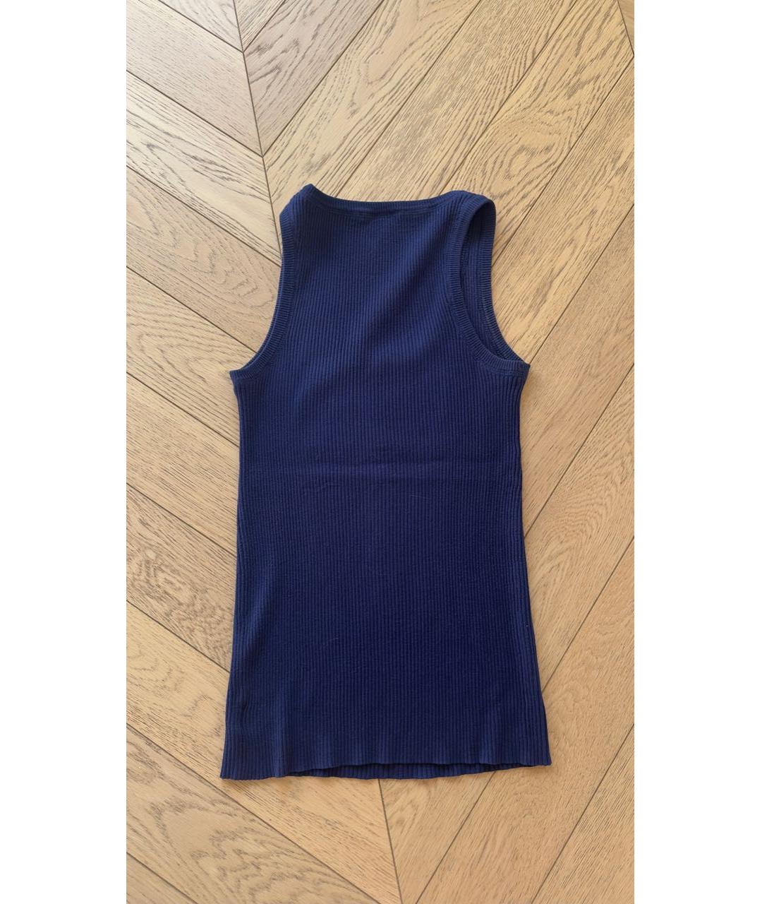 THEORY Темно-синяя вискозная майка, фото 4