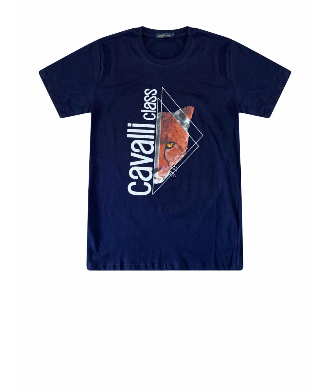 CAVALLI CLASS Темно-синяя хлопковая футболка, фото 1