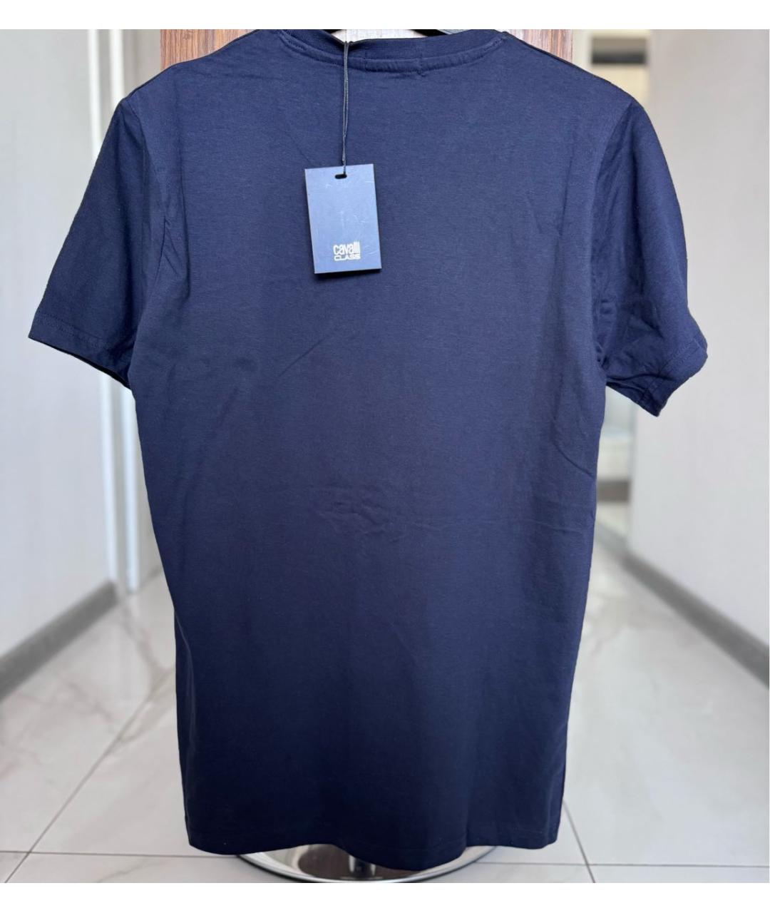 CAVALLI CLASS Темно-синяя хлопковая футболка, фото 5
