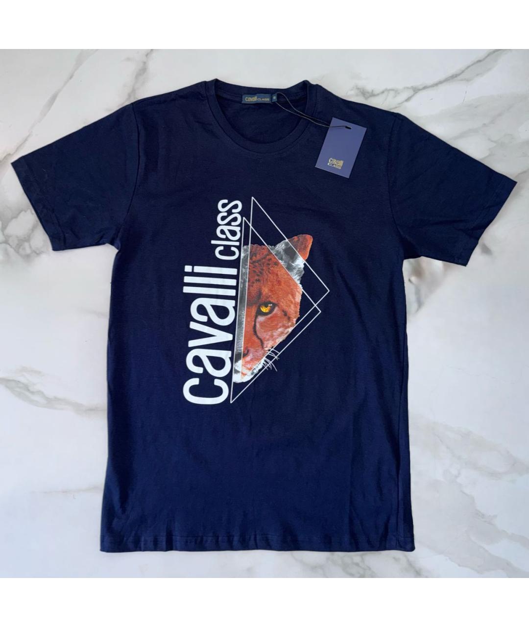 CAVALLI CLASS Темно-синяя хлопковая футболка, фото 9