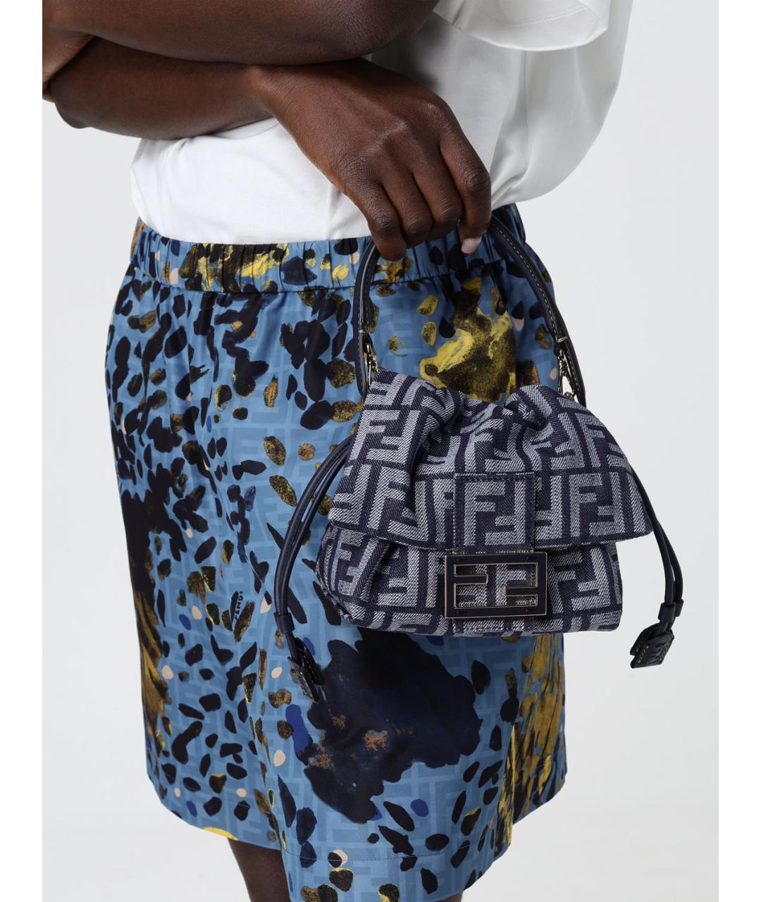 FENDI Синяя жаккардовая сумка через плечо, фото 2