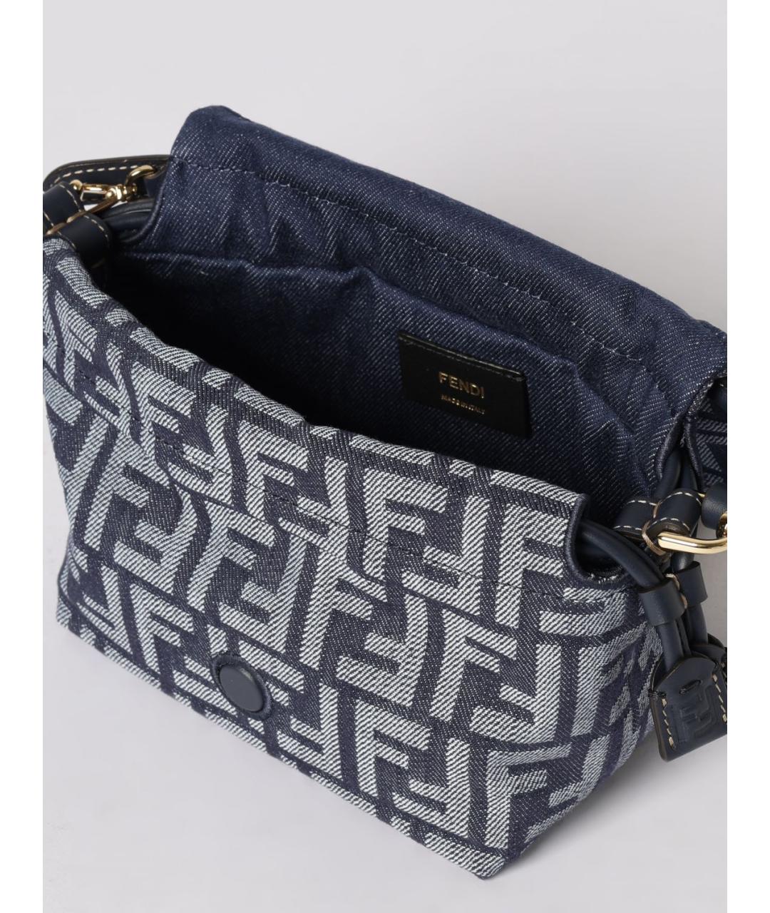 FENDI Синяя жаккардовая сумка через плечо, фото 5