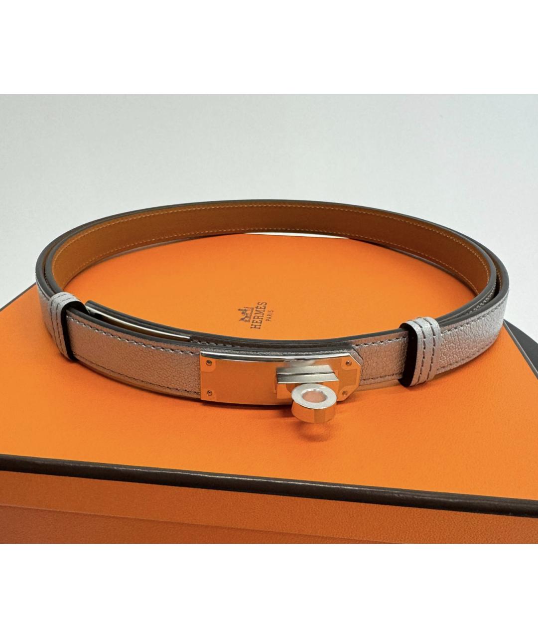 HERMES Серебрянный кожаный ремень, фото 4