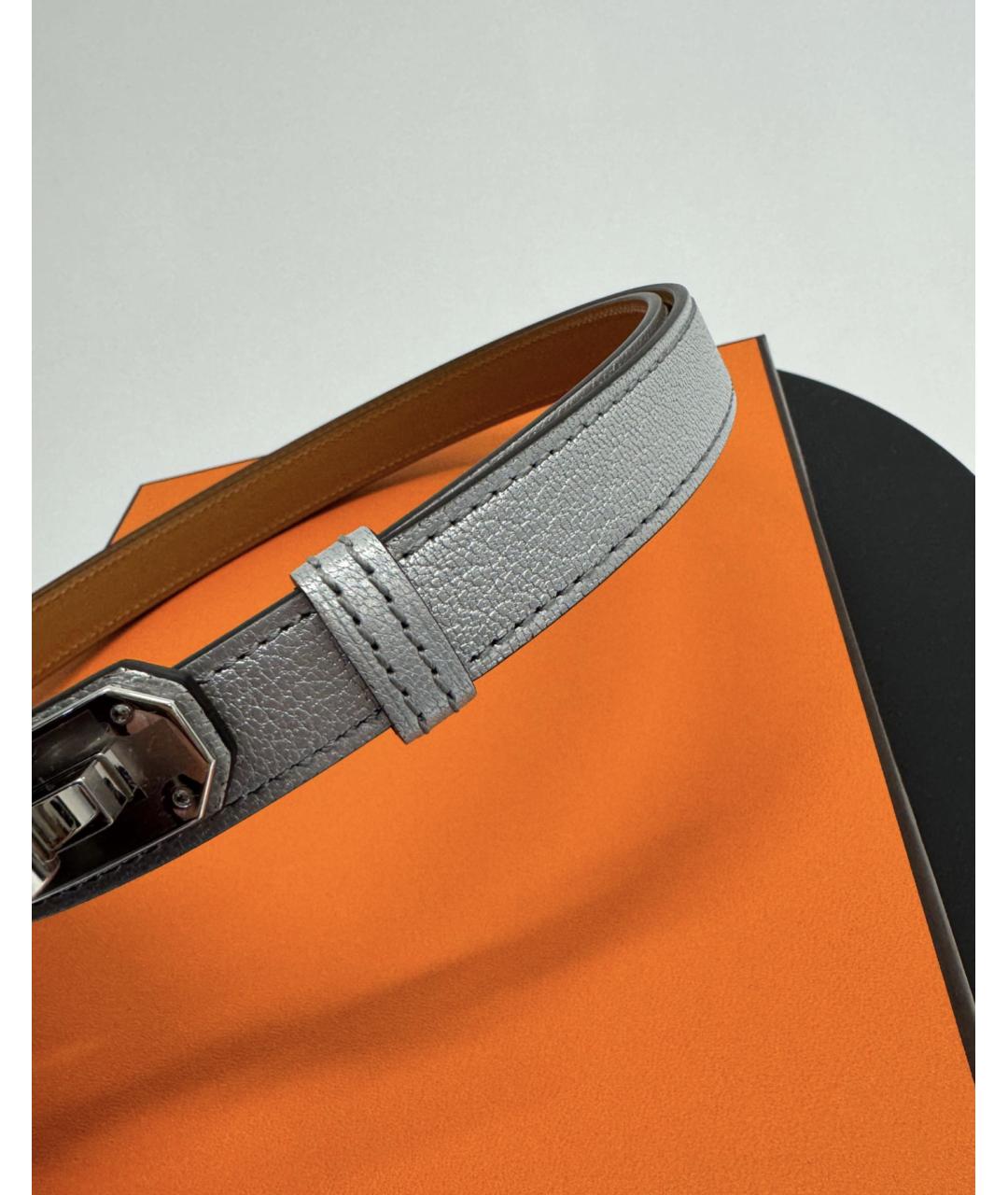 HERMES Серебрянный кожаный ремень, фото 2