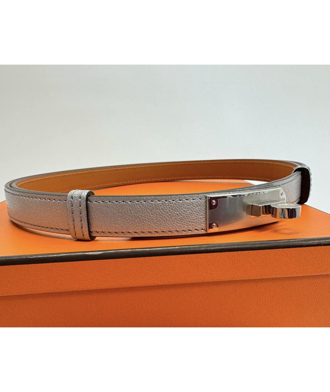 HERMES Серебрянный кожаный ремень, фото 3