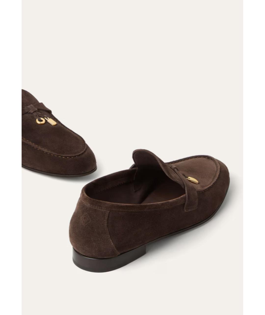 LORO PIANA Коричневые замшевые лоферы, фото 3