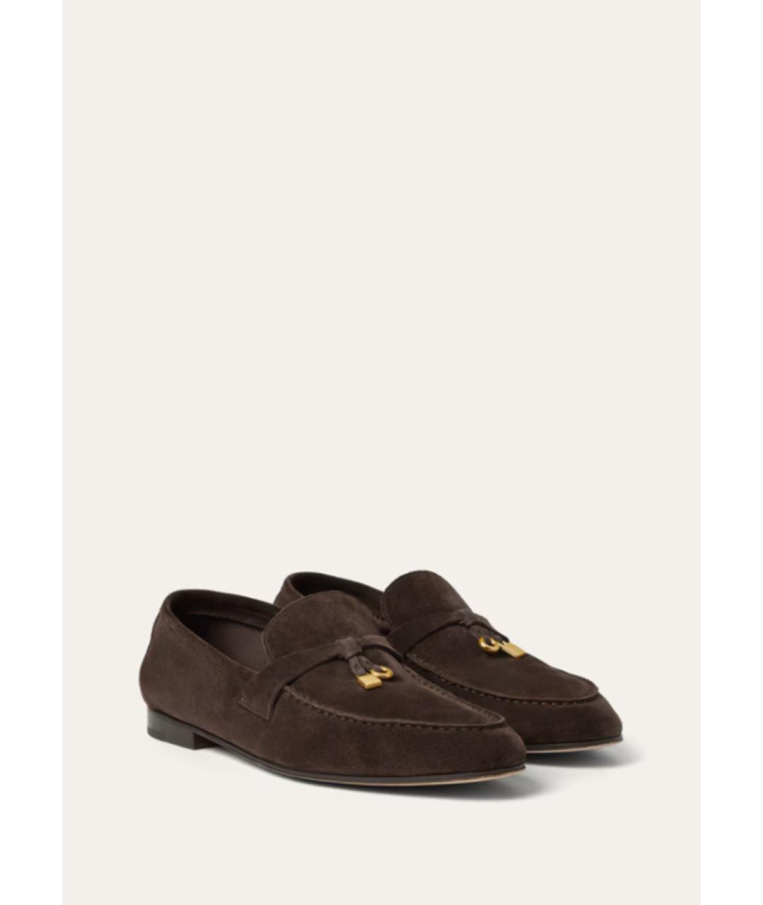 LORO PIANA Коричневые замшевые лоферы, фото 2