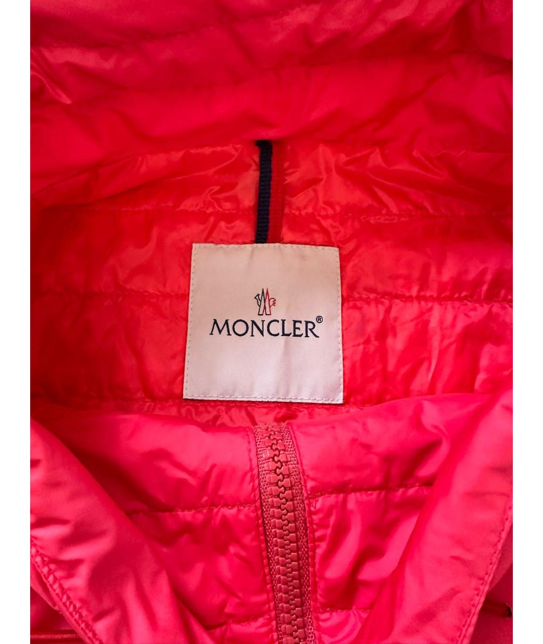 MONCLER Розовая полиэстеровая куртка, фото 3