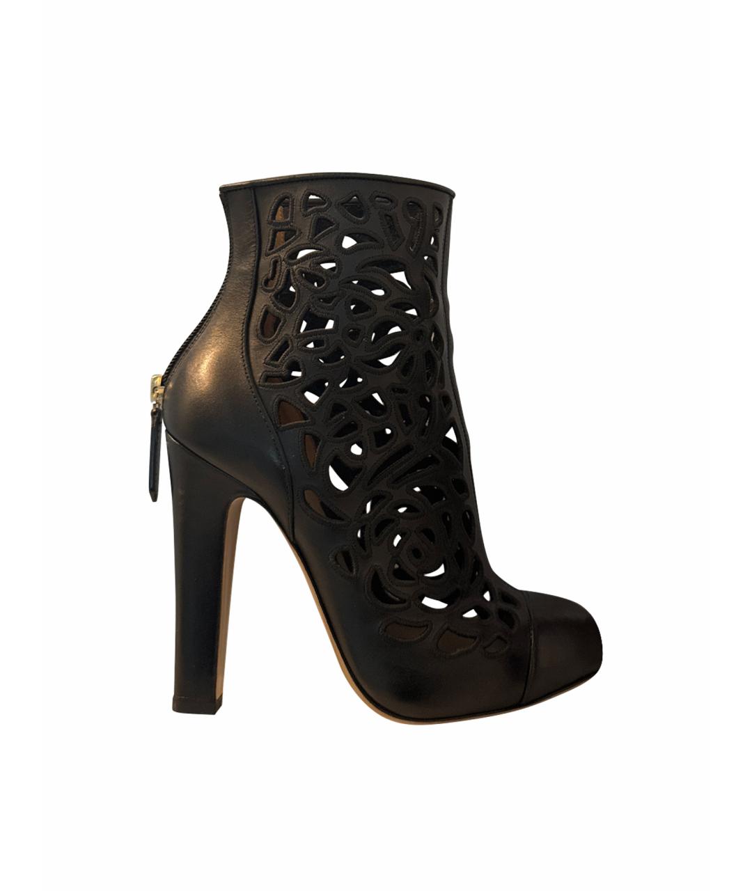 VALENTINO Черные кожаные ботильоны, фото 1