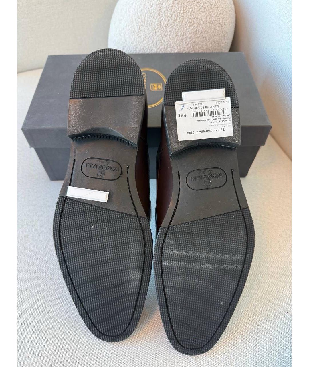 CORNELIANI Коричневые кожаные туфли, фото 5
