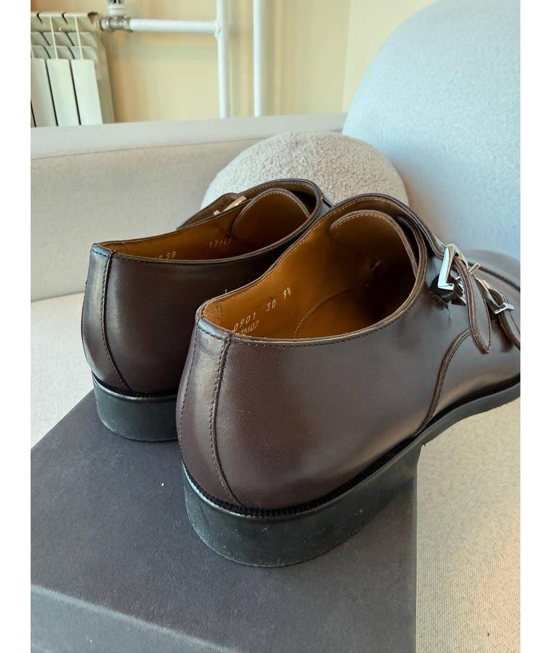 CORNELIANI Коричневые кожаные туфли, фото 4