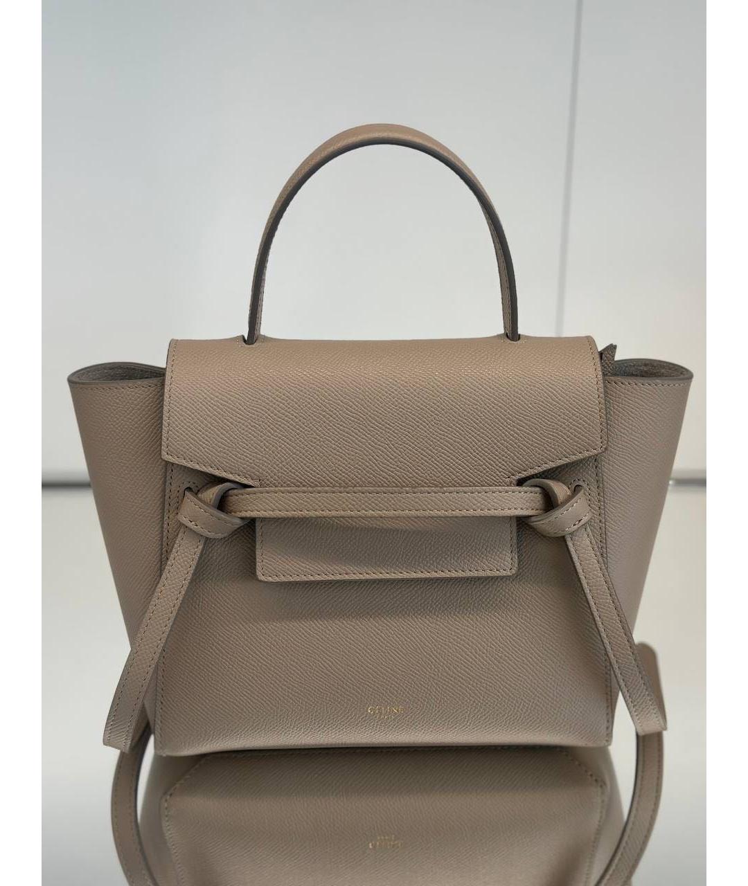 CELINE Бежевая кожаная сумка через плечо, фото 4