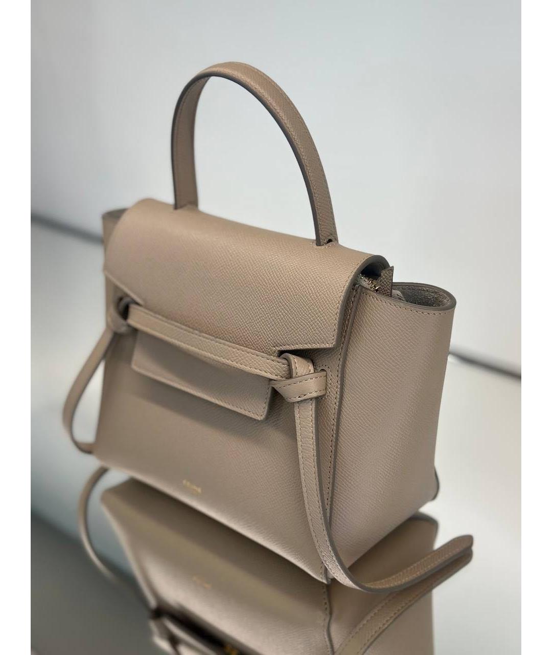 CELINE Бежевая кожаная сумка через плечо, фото 2