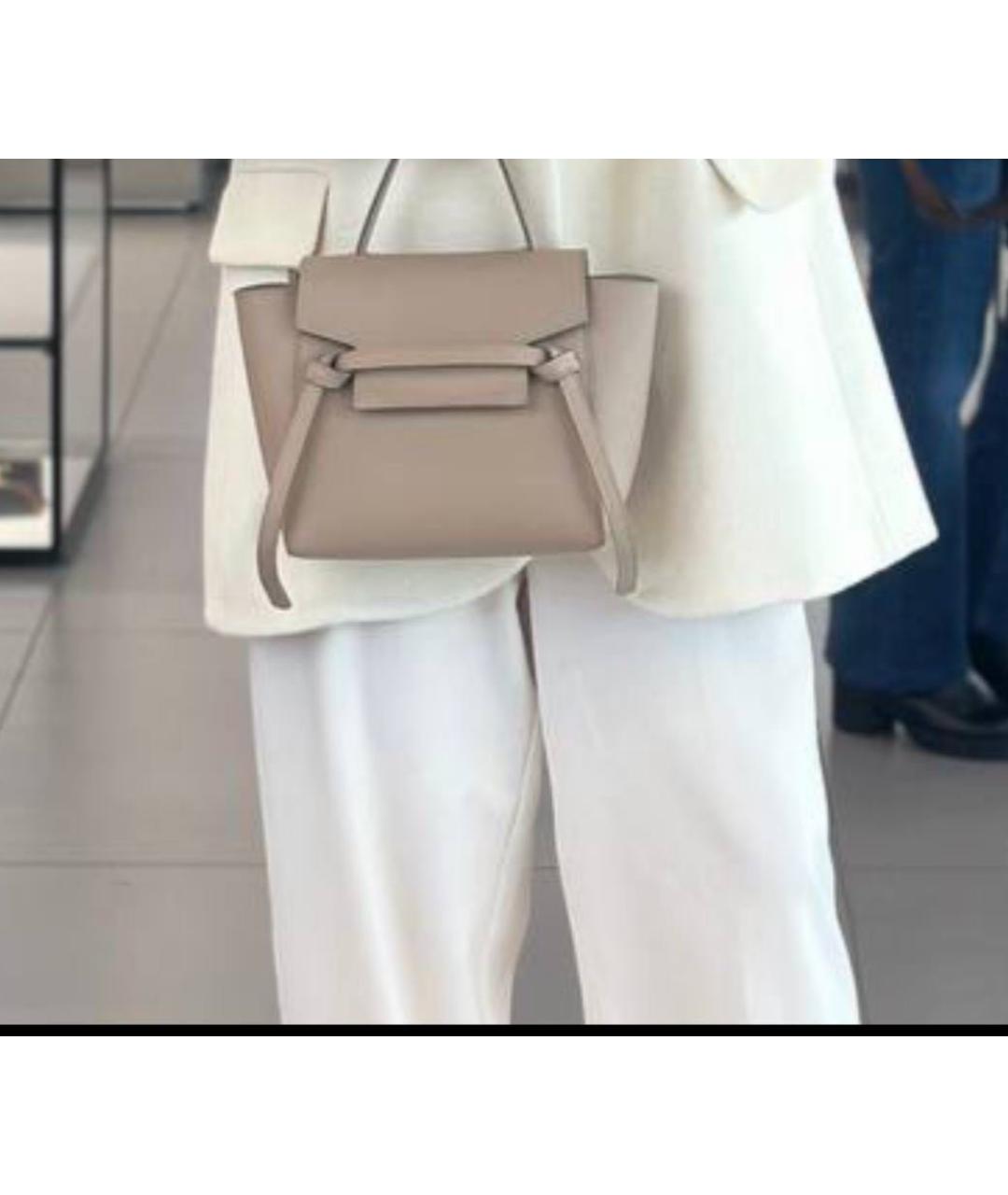 CELINE Бежевая кожаная сумка через плечо, фото 3