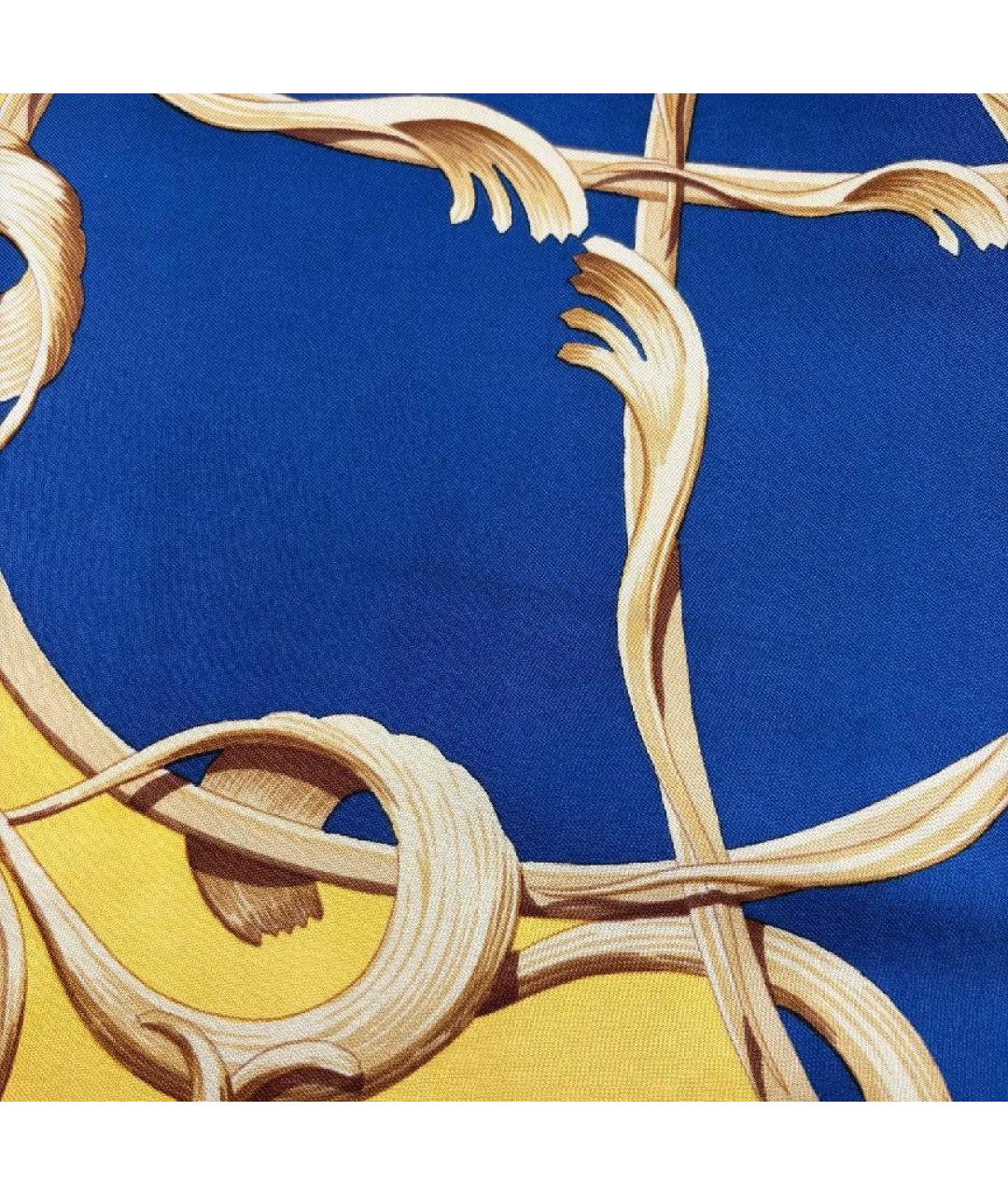 HERMES Желтый шелковый платок, фото 7