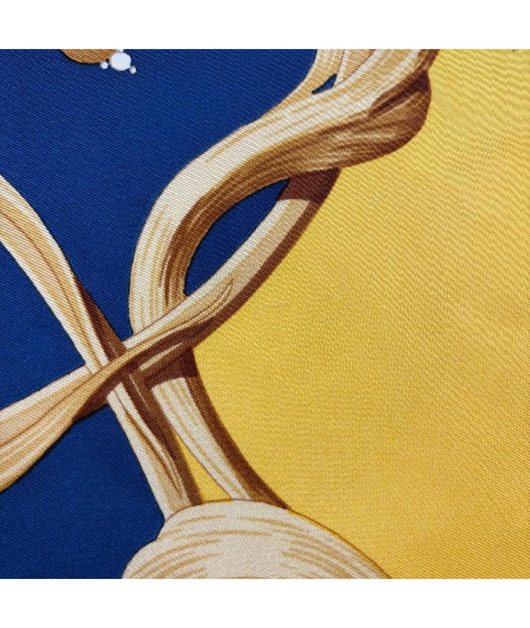 HERMES Желтый шелковый платок, фото 4