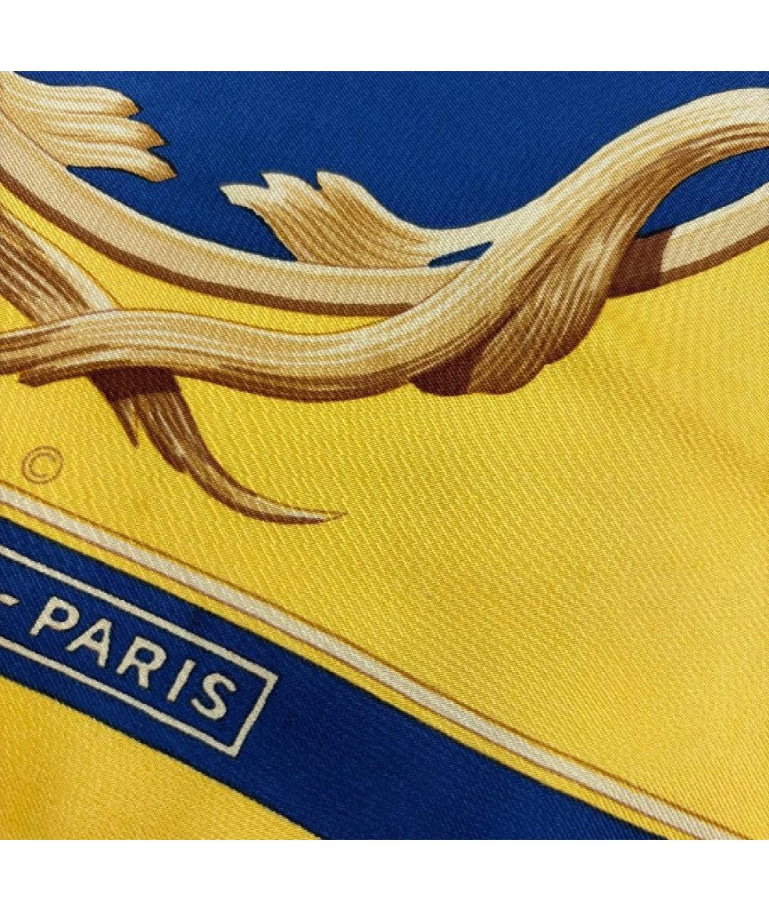 HERMES Желтый шелковый платок, фото 9