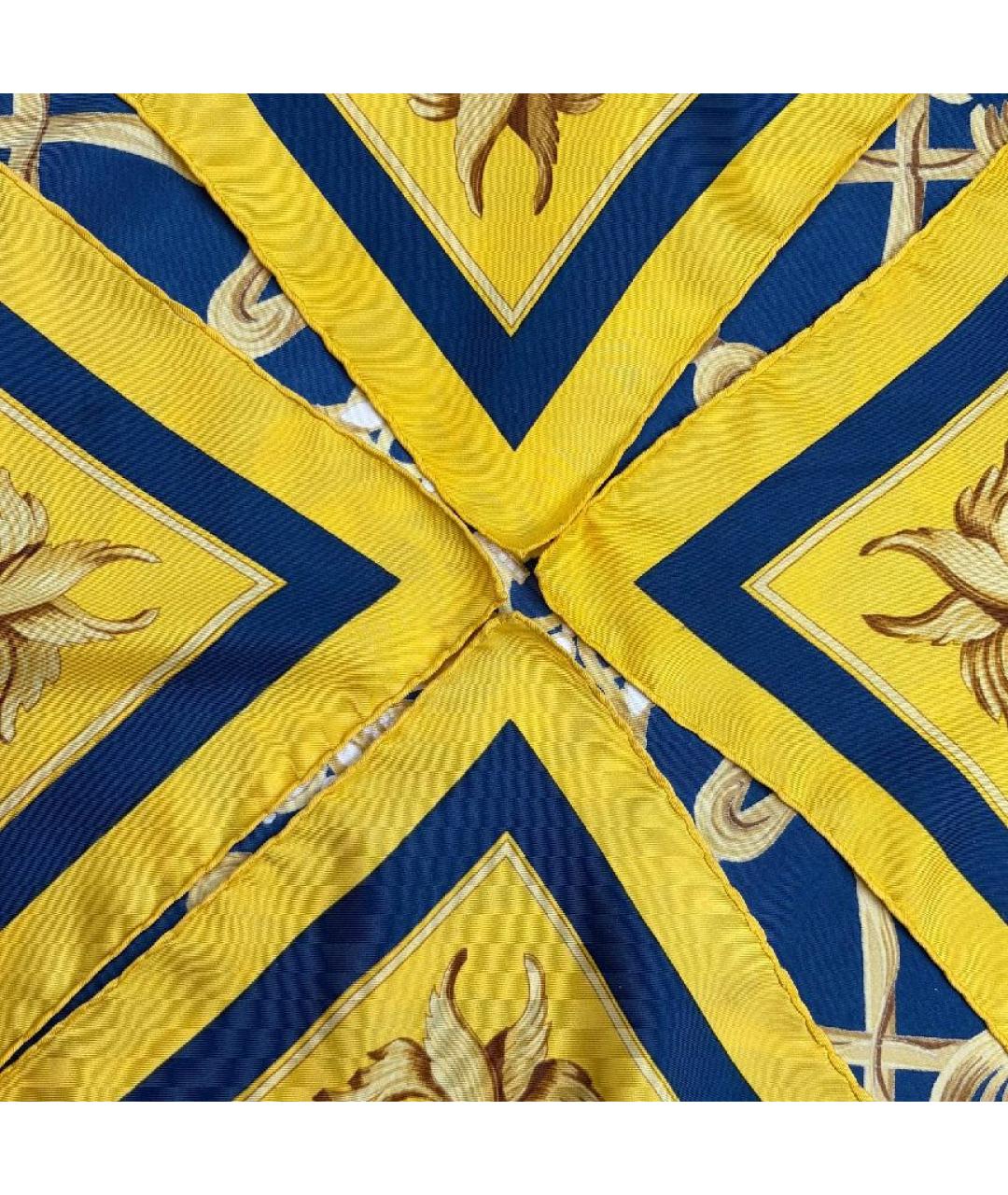 HERMES Желтый шелковый платок, фото 3