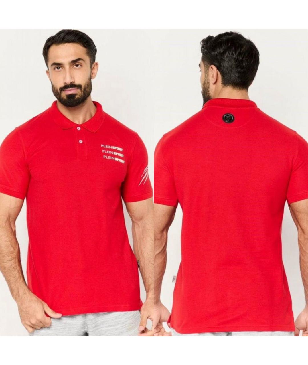 PHILIPP PLEIN Красное хлопковое поло с коротким рукавом, фото 8