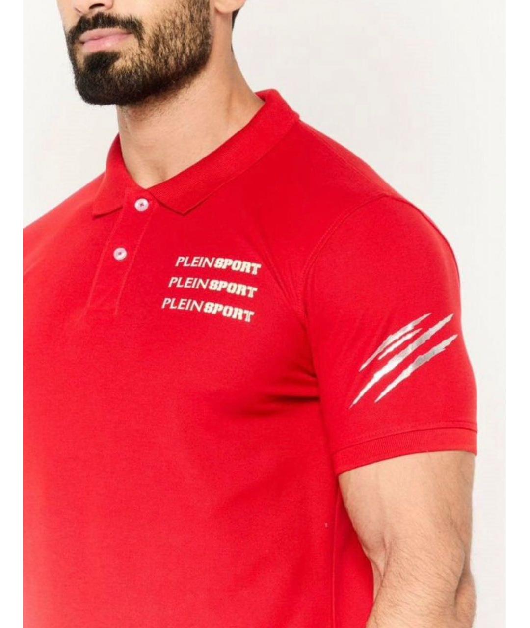 PHILIPP PLEIN Красное хлопковое поло с коротким рукавом, фото 7