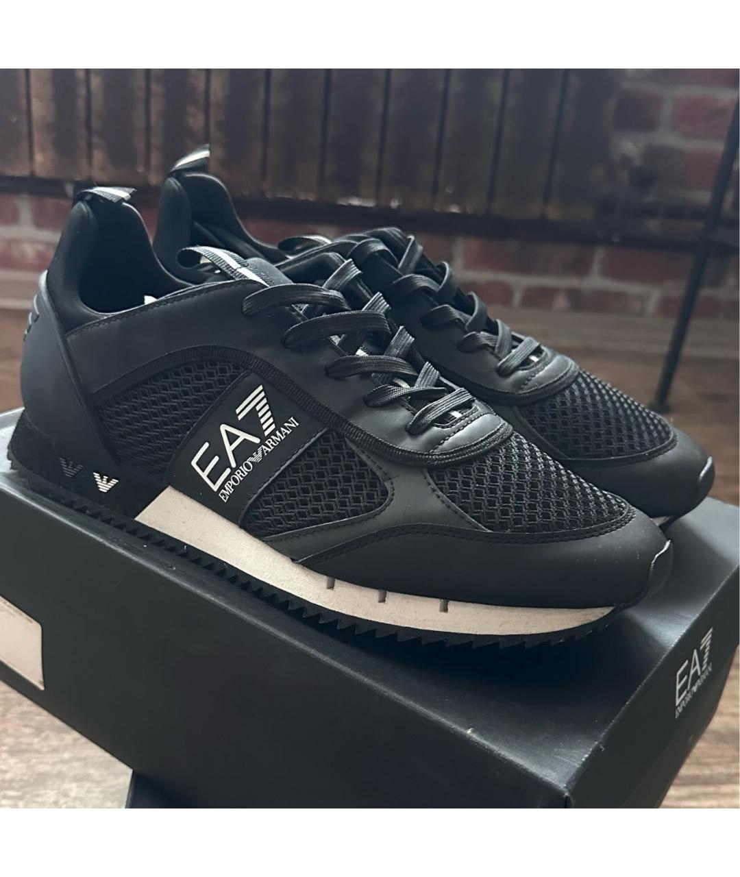 EMPORIO ARMANI Черные низкие кроссовки / кеды, фото 6