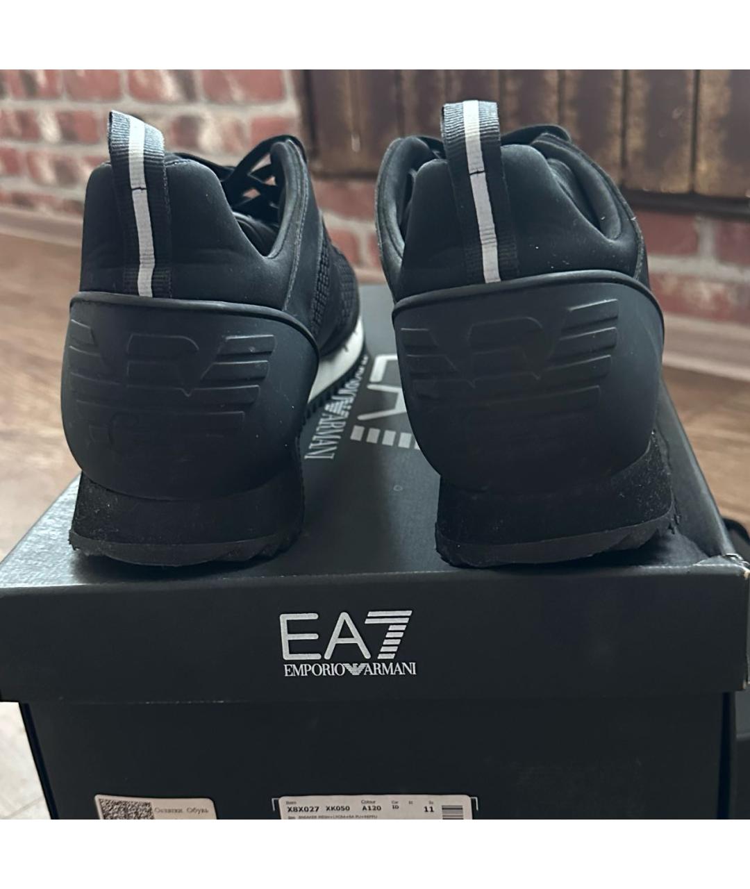 EMPORIO ARMANI Черные низкие кроссовки / кеды, фото 4