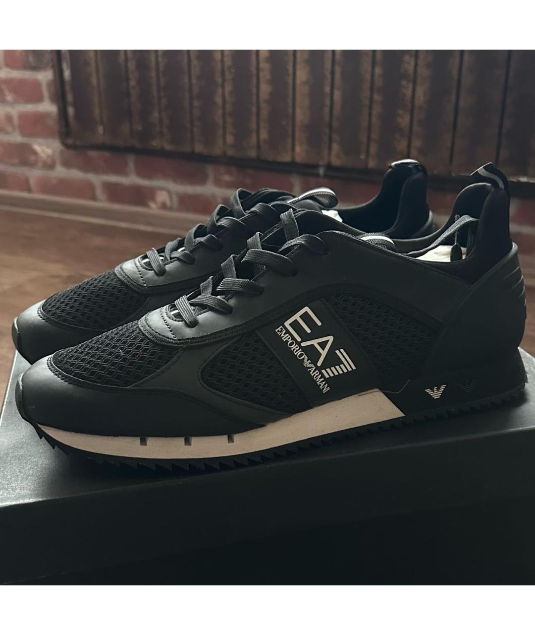 EMPORIO ARMANI Черные низкие кроссовки / кеды, фото 2
