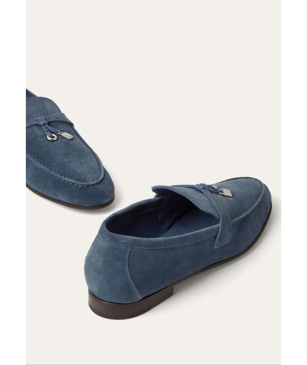 LORO PIANA Синие замшевые лоферы, фото 3