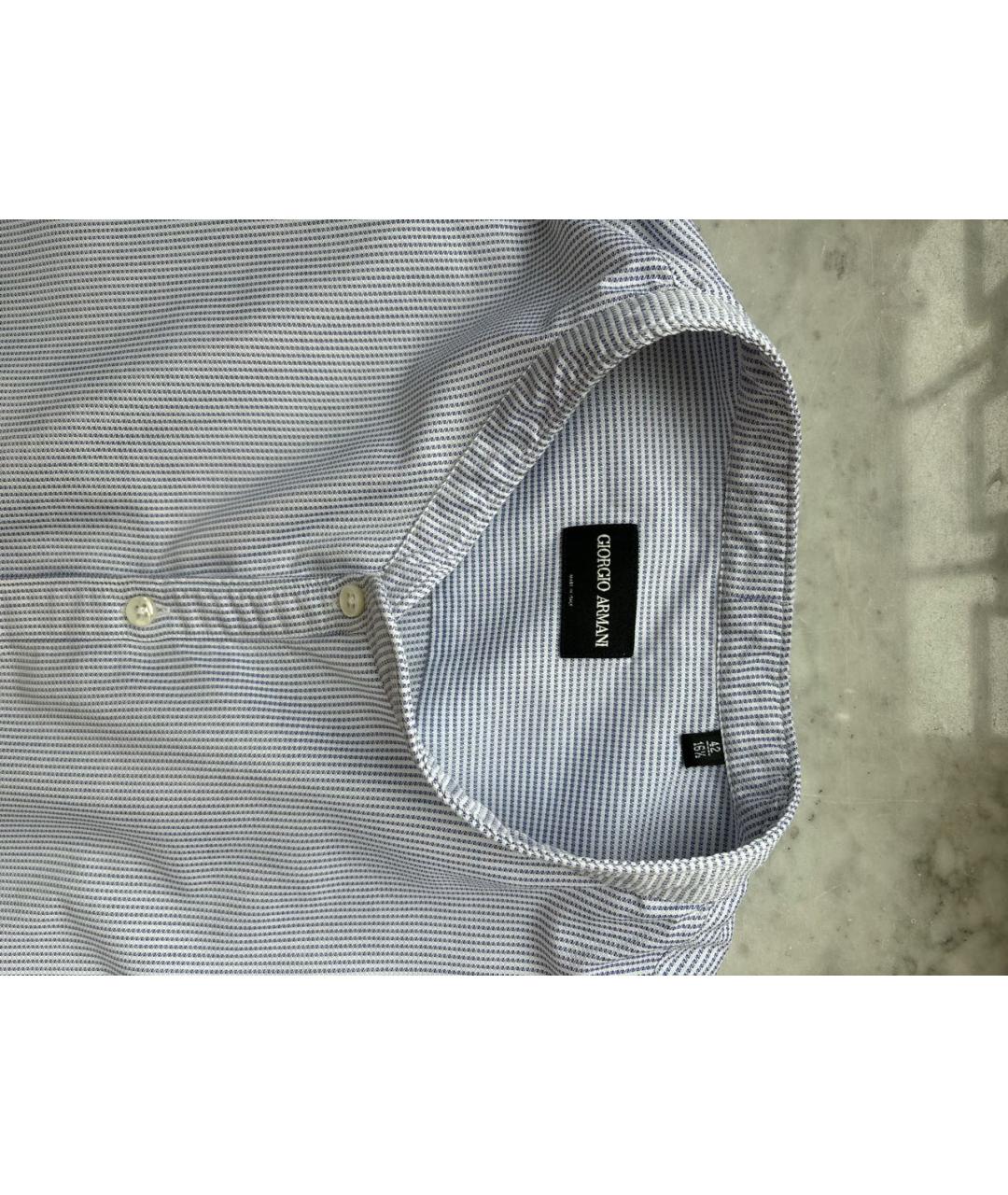 GIORGIO ARMANI Голубая хлопко-шелковая кэжуал рубашка, фото 3